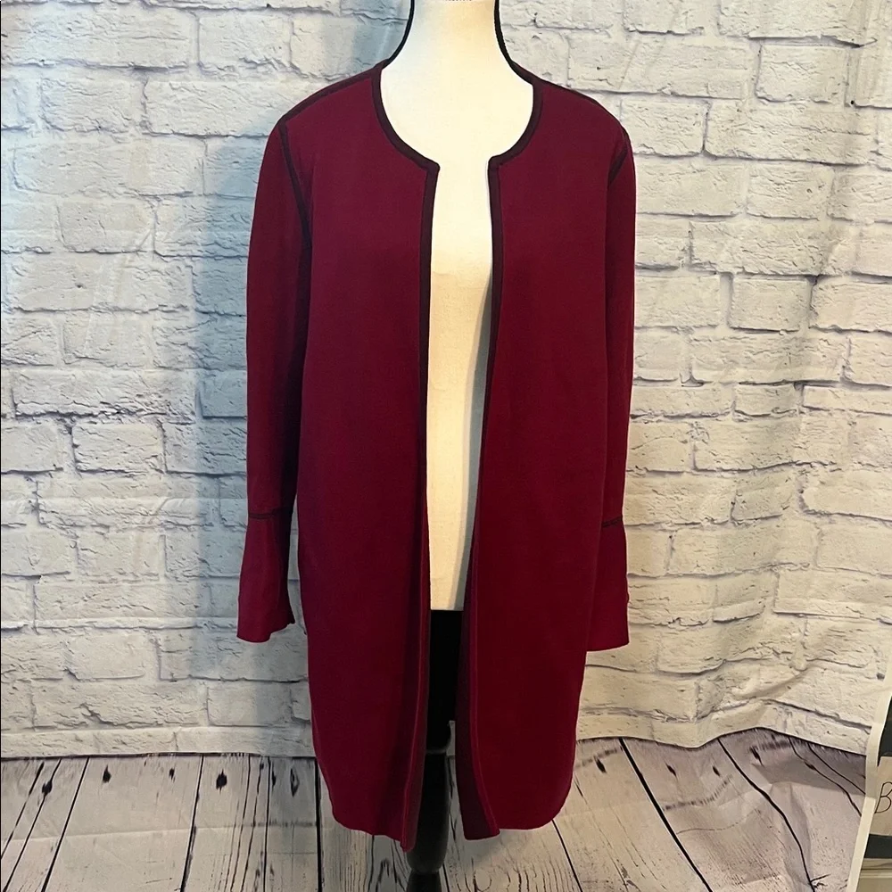 Chico’s Reversible Coat Cardigan Contrast Piping Topper Open Front Chicos 3 XL